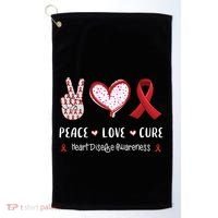 Peace Love Cure Heart Disease Awareness Chd Gift Golf Towel thumb 0