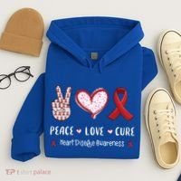 Peace Love Cure Heart Disease Awareness Chd Gift Hoodie thumb 4