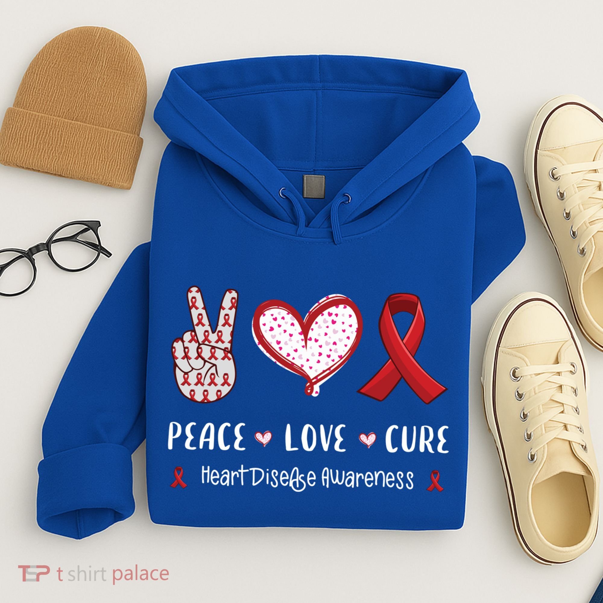 Peace Love Cure Heart Disease Awareness Chd Gift Hoodie