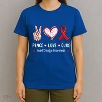 Peace Love Cure Heart Disease Awareness Chd Gift T-Shirt thumb 4