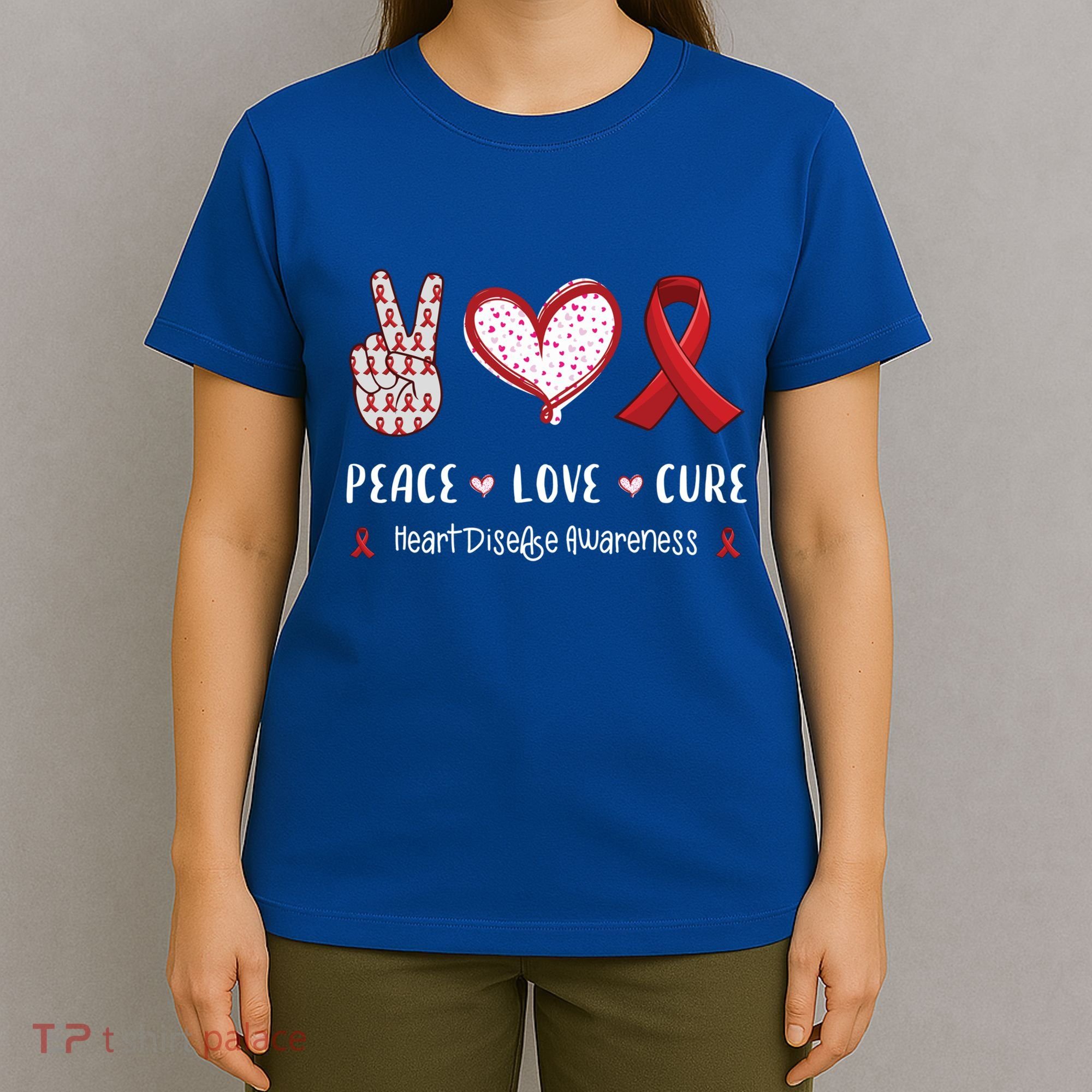 Peace Love Cure Heart Disease Awareness Chd Gift T-Shirt