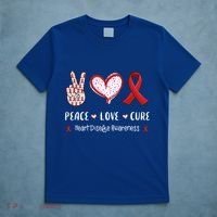 Peace Love Cure Heart Disease Awareness Chd Gift T-Shirt thumb 5
