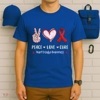 Peace Love Cure Heart Disease Awareness Chd Gift T-Shirt thumb 6