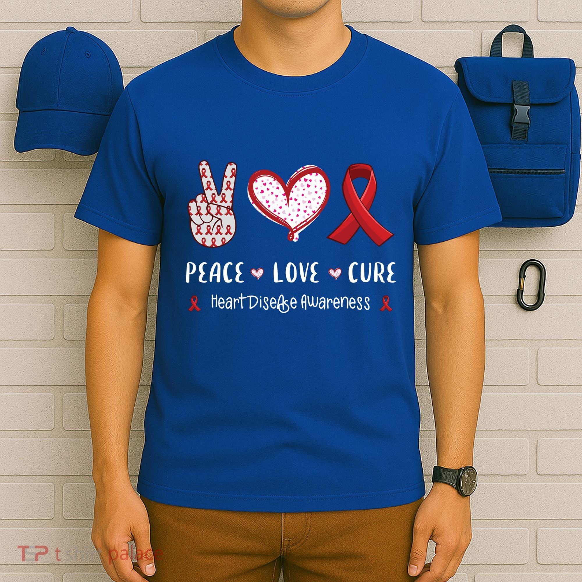 Peace Love Cure Heart Disease Awareness Chd Gift T-Shirt