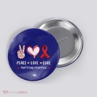 Peace Love Cure Heart Disease Awareness Chd Gift Button thumb 0