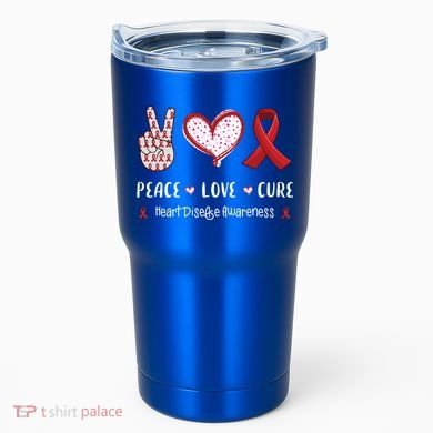 Peace Love Cure Heart Disease Awareness Chd Gift Tumbler