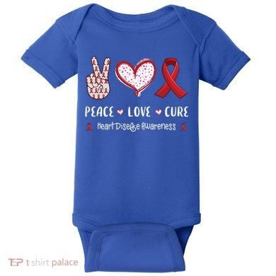 Peace Love Cure Heart Disease Awareness Chd Gift Baby Bodysuit