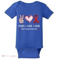 Peace Love Cure Heart Disease Awareness Chd Gift Baby Bodysuit thumb 0