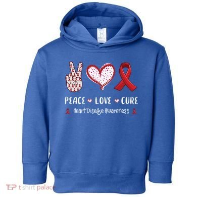 Peace Love Cure Heart Disease Awareness Chd Gift Toddler Hoodie