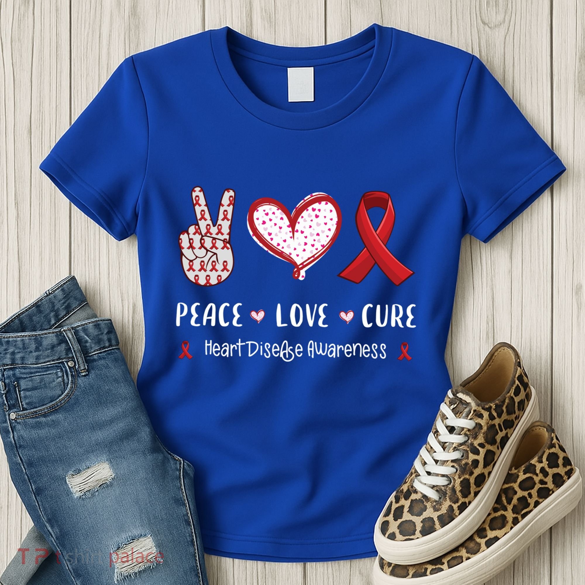 Peace Love Cure Heart Disease Awareness Chd Gift Women's T-Shirt