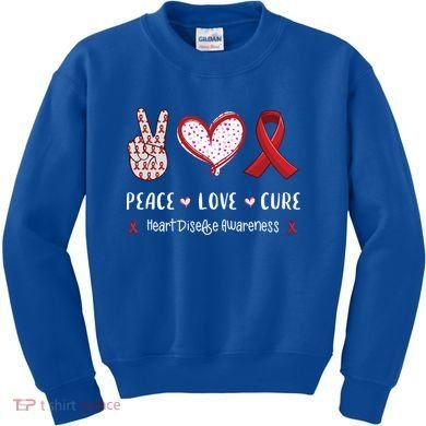 Peace Love Cure Heart Disease Awareness Chd Gift Kids Sweatshirt