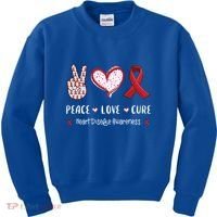 Peace Love Cure Heart Disease Awareness Chd Gift Kids Sweatshirt thumb 0