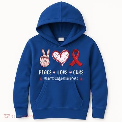 Peace Love Cure Heart Disease Awareness Chd Gift Kids Hoodie