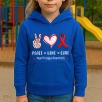 Peace Love Cure Heart Disease Awareness Chd Gift Kids Hoodie thumb 3