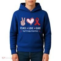 Peace Love Cure Heart Disease Awareness Chd Gift Kids Hoodie thumb 4