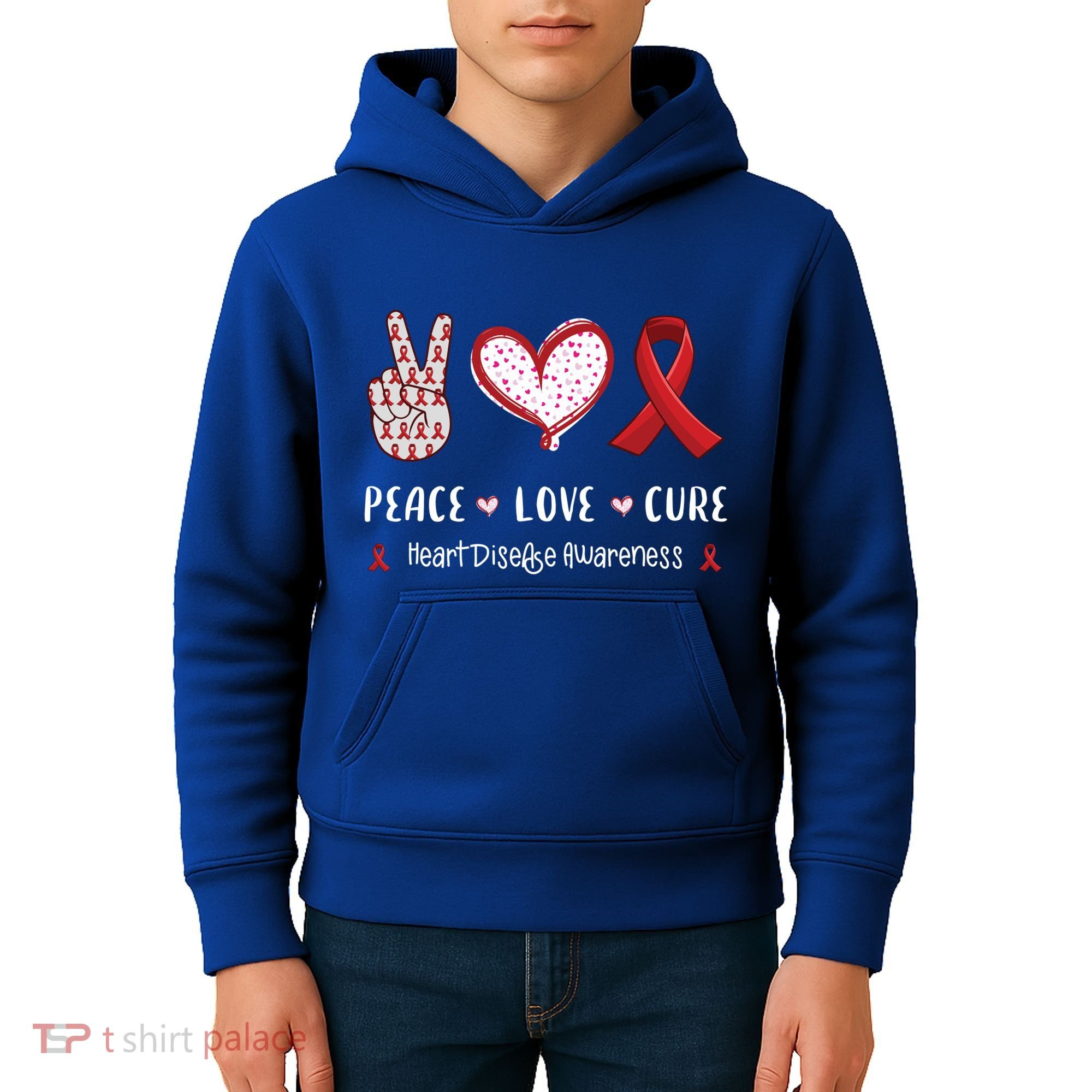 Peace Love Cure Heart Disease Awareness Chd Gift Kids Hoodie