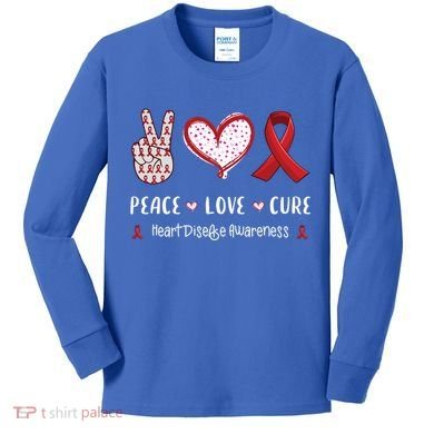 Peace Love Cure Heart Disease Awareness Chd Gift Kids Long Sleeve Shirt