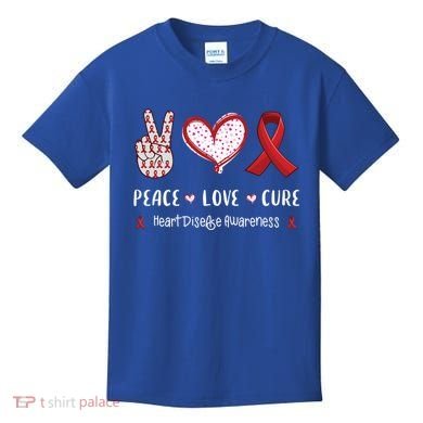 Peace Love Cure Heart Disease Awareness Chd Gift Kids T-Shirt