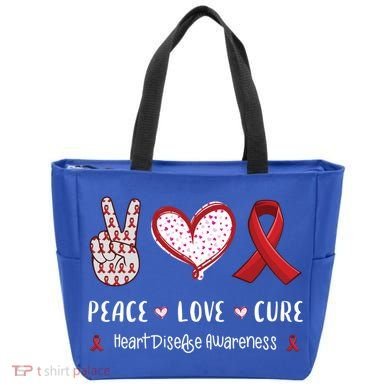 Peace Love Cure Heart Disease Awareness Chd Gift Tote Bag