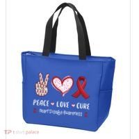 Peace Love Cure Heart Disease Awareness Chd Gift Tote Bag thumb 3