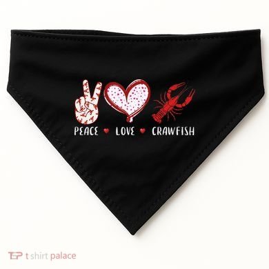 Peace Love Crawfish Boil Gift USA-Made Doggie Bandana