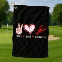 Peace Love Crawfish Boil Gift Golf Towel thumb 1