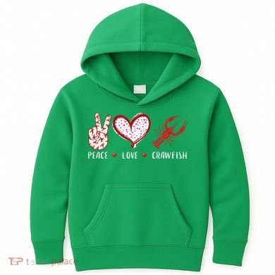 Peace Love Crawfish Boil Gift Kids Hoodie