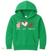 Peace Love Crawfish Boil Gift Kids Hoodie thumb 0