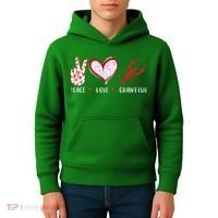 Peace Love Crawfish Boil Gift Kids Hoodie thumb 4