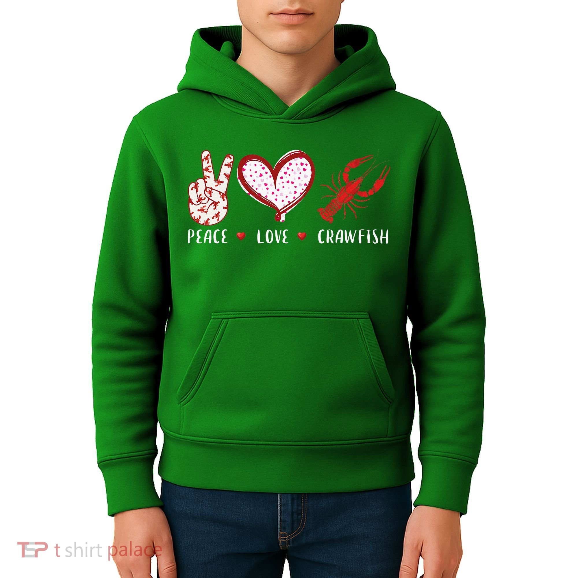 Peace Love Crawfish Boil Gift Kids Hoodie