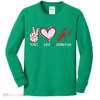 Peace Love Crawfish Boil Gift Kids Long Sleeve Shirt thumb 0