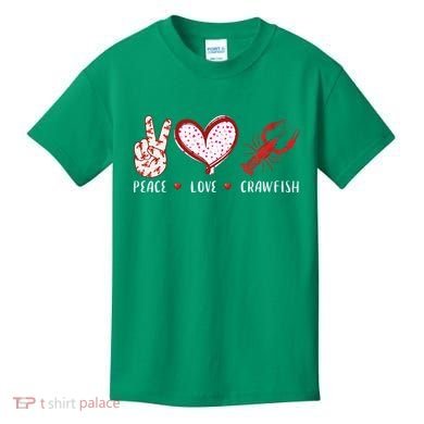Peace Love Crawfish Boil Gift Kids T-Shirt