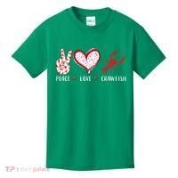 Peace Love Crawfish Boil Gift Kids T-Shirt thumb 0
