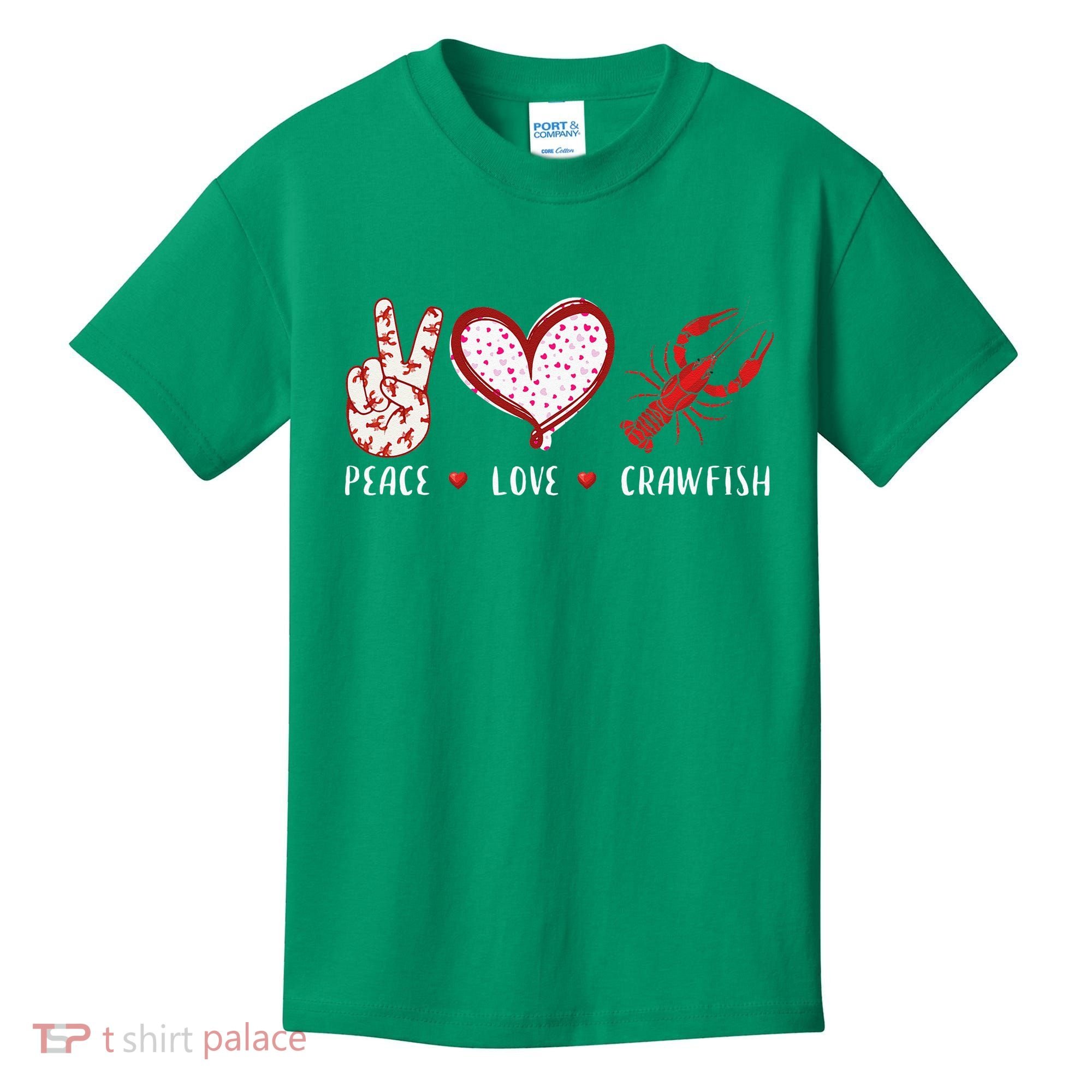 Peace Love Crawfish Boil Gift Kids T-Shirt