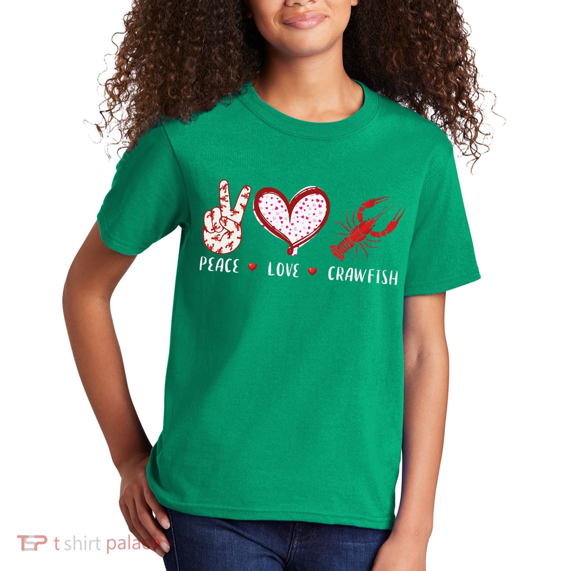 Peace Love Crawfish Boil Gift Kids T-Shirt