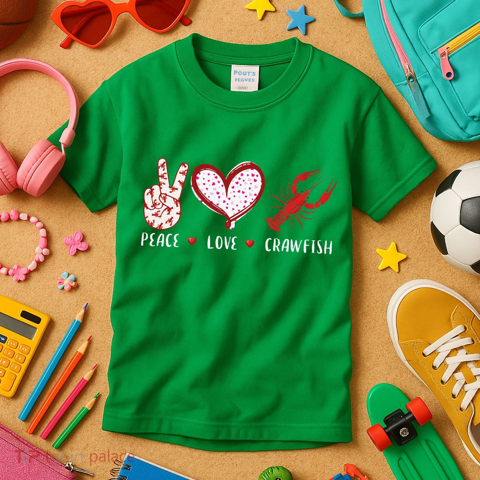 Peace Love Crawfish Boil Gift Kids T-Shirt