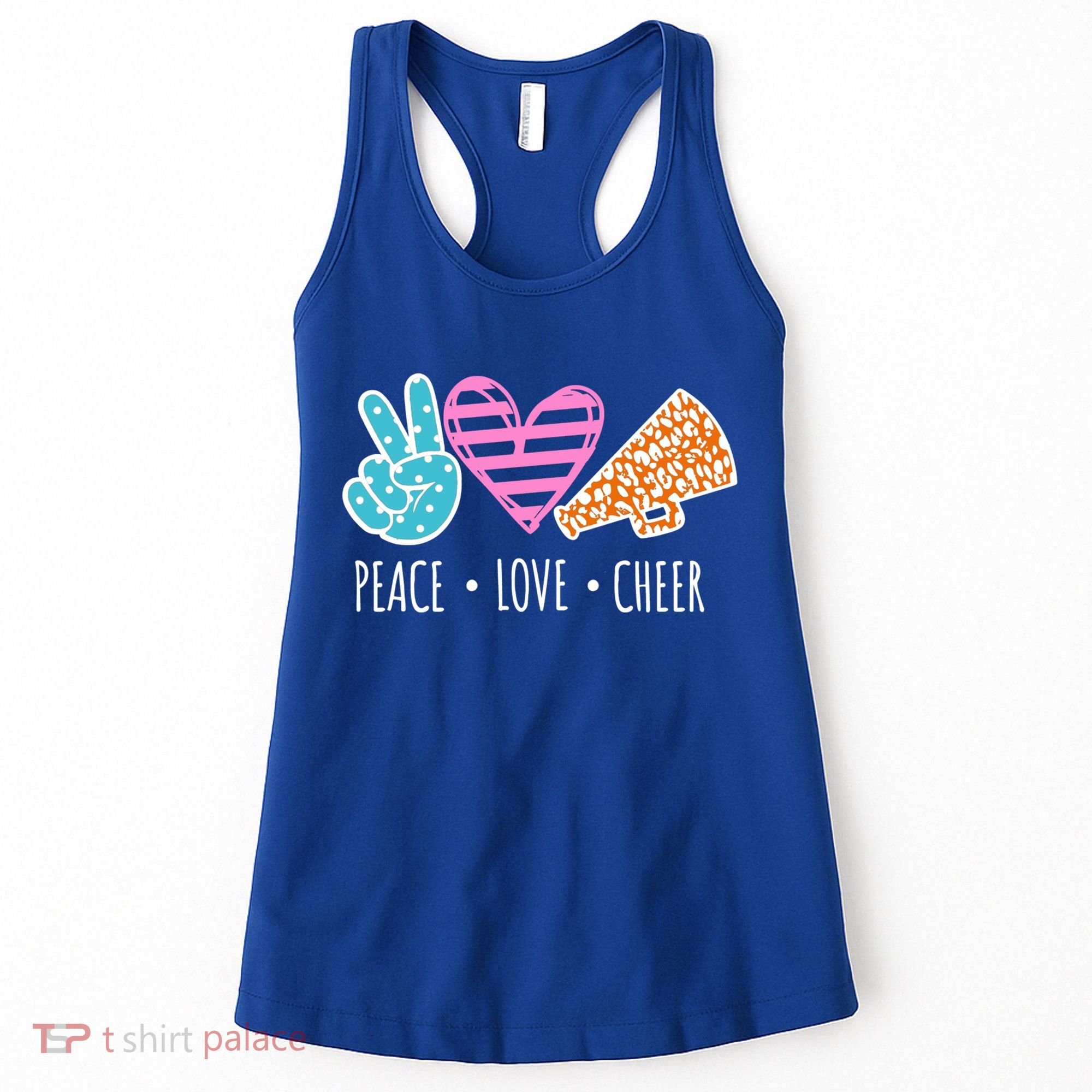 Peace Love Cheer Cheerleader Teen Girls Funny Cheerleading Gift Women's Tank Top
