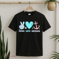 Peace Love Cruising Ocean Vacation Cruise Ship Family T-Shirt thumb 2