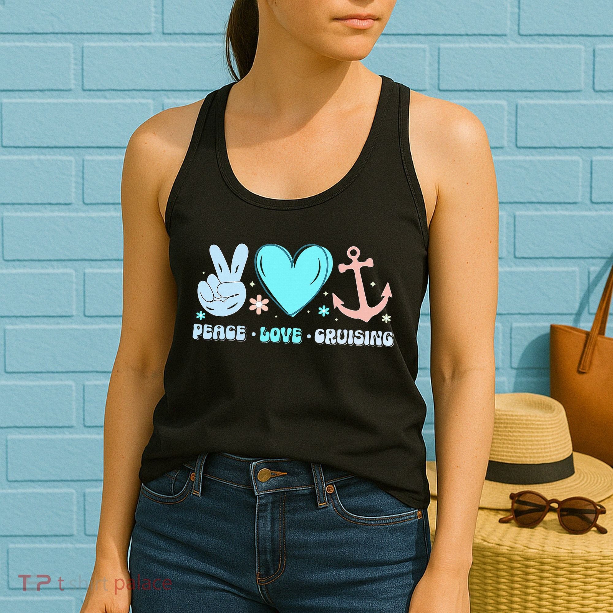Peace Love Cruising Ocean Vacation Cruise Ship Family Women's Tank Top