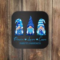 Peace Love Cure Gnome Diabetes Awareness Survivors Gifts Coaster thumb 0
