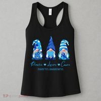 Peace Love Cure Gnome Diabetes Awareness Survivors Gifts Women's Tank Top thumb 3