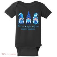 Peace Love Cure Gnome Diabetes Awareness Survivors Gifts Baby Bodysuit thumb 0