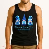 Peace Love Cure Gnome Diabetes Awareness Survivors Gifts Tank Top thumb 3