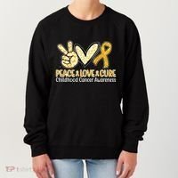 Peace Love Cure Childhood Cancer Awareness Women's Sweatshirt thumb 0