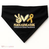 Peace Love Cure Childhood Cancer Awareness USA-Made Doggie Bandana thumb 0