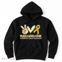 Peace Love Cure Childhood Cancer Awareness Hoodie thumb 0