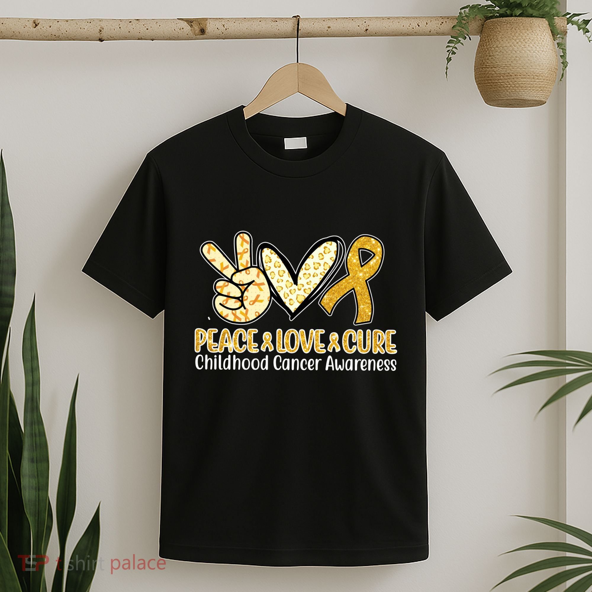 Peace Love Cure Childhood Cancer Awareness T-Shirt