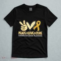 Peace Love Cure Childhood Cancer Awareness T-Shirt thumb 5