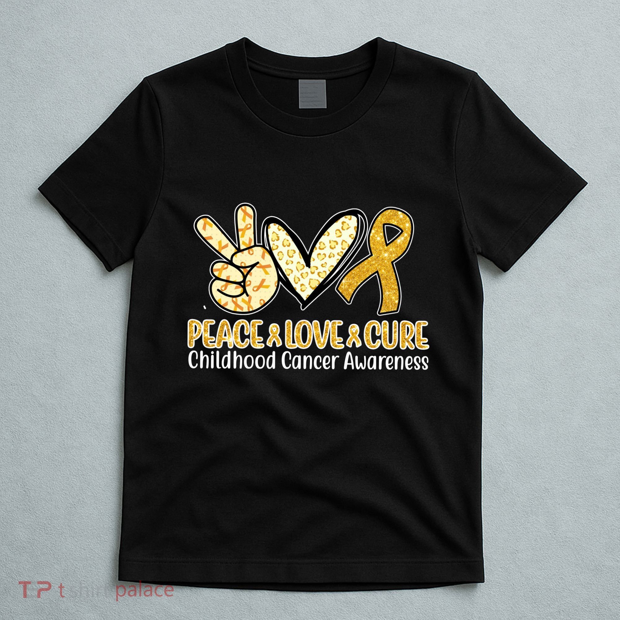 Peace Love Cure Childhood Cancer Awareness T-Shirt