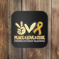 Peace Love Cure Childhood Cancer Awareness Coaster thumb 0